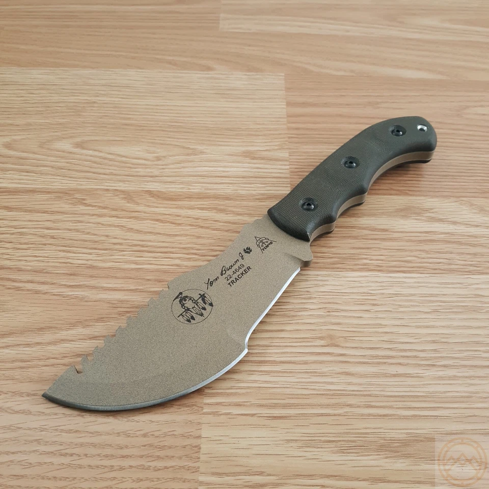 TOPS Tom Brown Tracker Cuchillo Fijo 6.38" 1095HC Acero Hoja Completa Mango Micarta Foto 2 de 4
