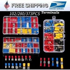 373/102PCS Insulated Spade Ring Crimp Electrical Wire Connectors Terminals kit