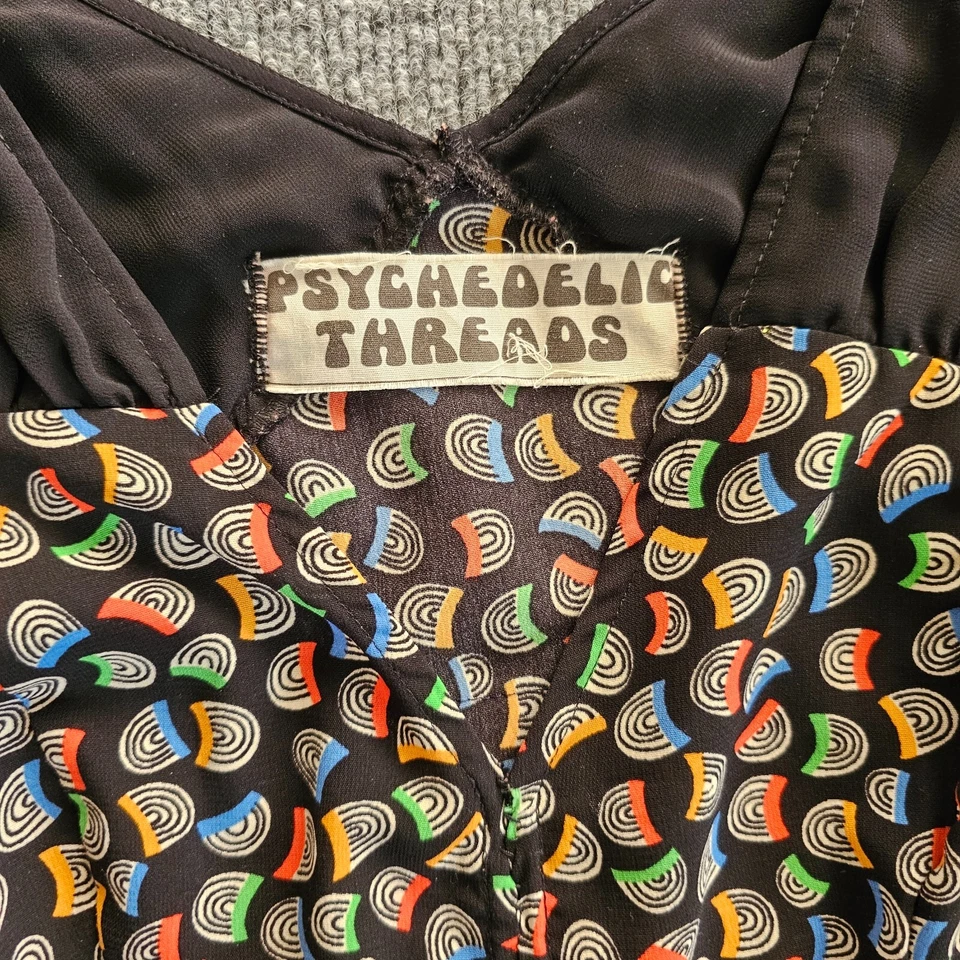 Vestido Anthropologie Hilos Psicodélicos Mujer Pequeño Negro The Doors Jim Morrison Foto 3 de 4
