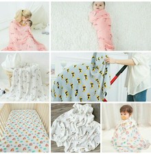 120cm Newborn Baby Muslin Swaddle / Wrap Sleeping Blanket Organic Bamboo Cotton