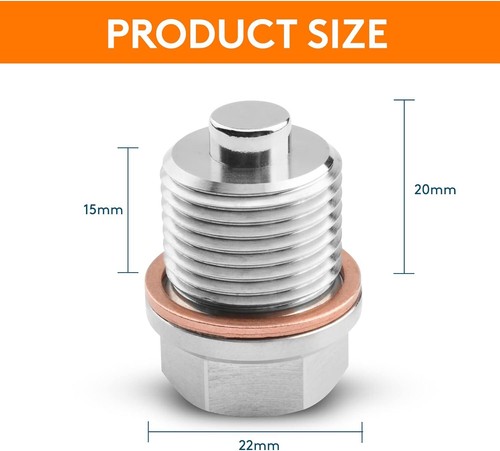Stainless Steel Engine Neodymium Magnetic Oil Drain Plug with Copper Gasket - Picture 32 of 34