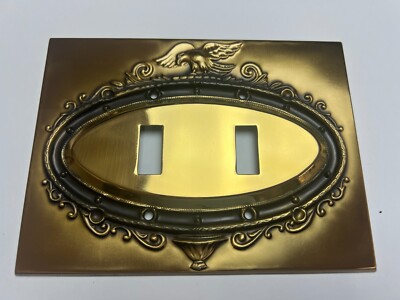 BrassSmith House - SP-2B - Federal Mirror Eagle Dual Switch Plate Cover