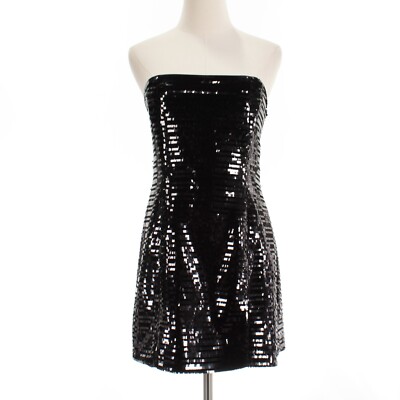 alc black sequin dress A.L.C. NWD Strapless Mini w/ Corset Size 6 US in Solid out styling Plus Size Black Bodycon Dress with Length:32