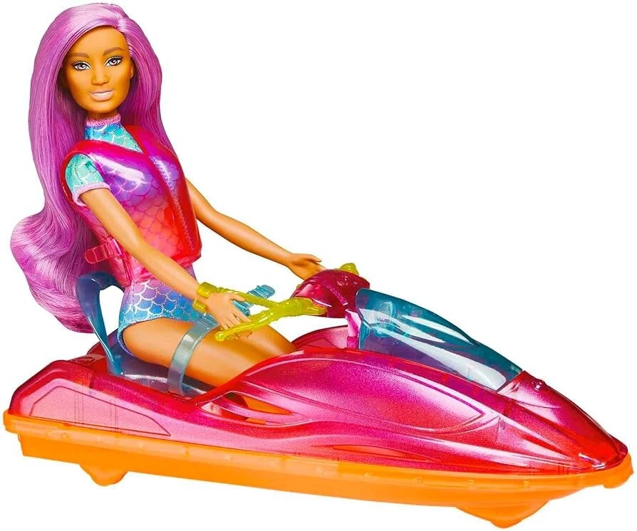 🐬 Muñeca Barbie Playa con Jet Ski y Accesorios Deportes Acuáticos, Cachorro, Delfines. Nuevo en caja Foto 3 de 4