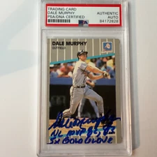 Dale Murphy Signed 1989 Fleer #596 w/2 Inscriptions PSA Auto Authentic