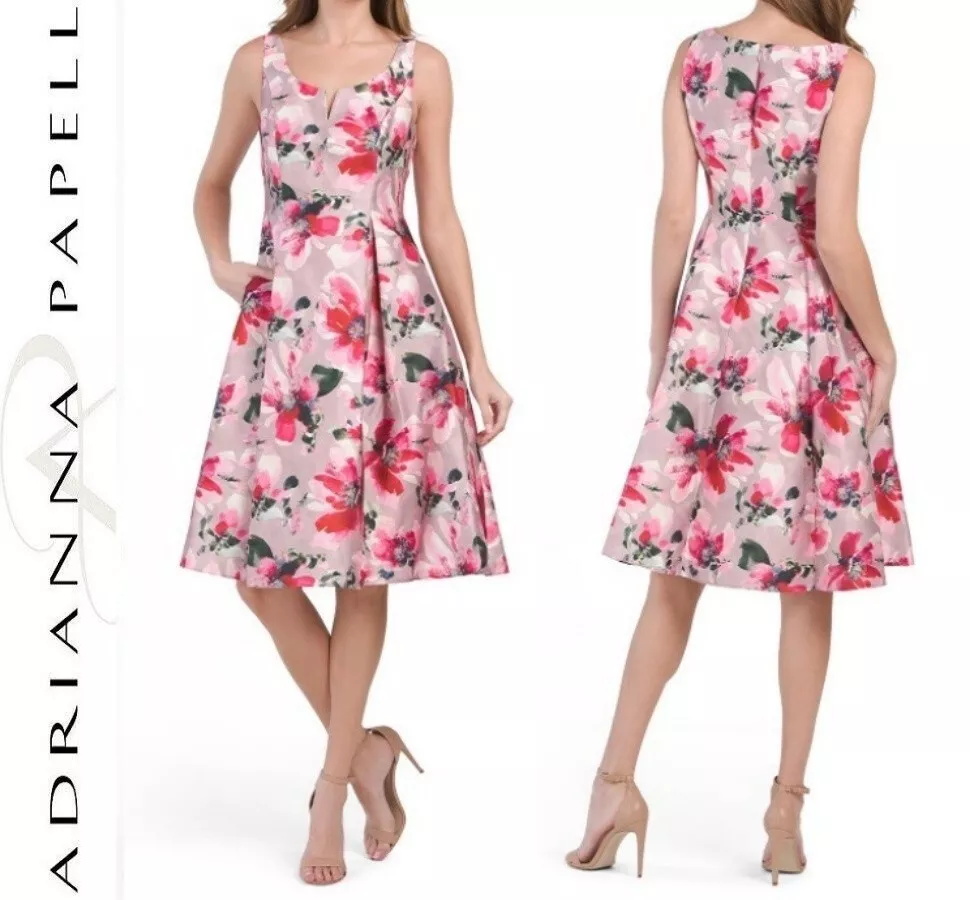 Adrianna papell fit top and flare floral dress