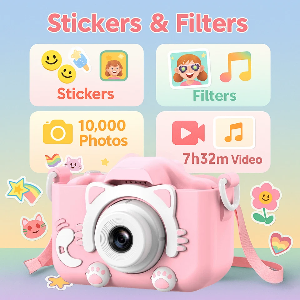 Juguetes con cámara para niños para niñas de 3 a 10 años - Tarjeta SD de 64 GB incluida Foto 2 de 4