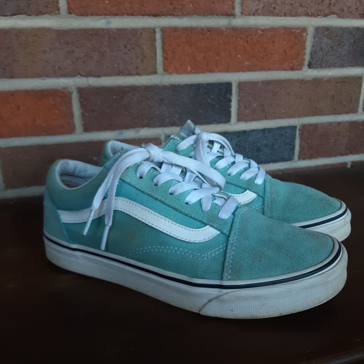 Vans Old Skool Shoes Mens 6 Teal Green Low Top Skateboard | eBay Vans Old Skool Shoes Mens 6 Teal Green Low Top Skateboard | eBay