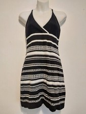 Guess Women’s Knit Mini Dress Black & White Striped Medium