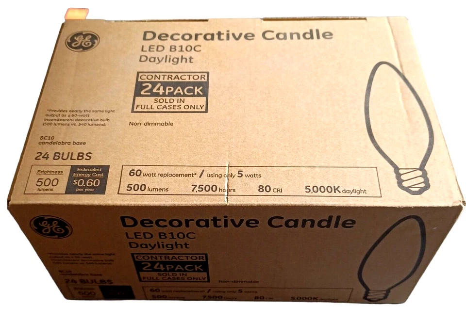 10x 24-Packs GE LED B10C Soft White Candelabra E12 Base Bulbs 500 Lumens 5000K - Image 4 of 4