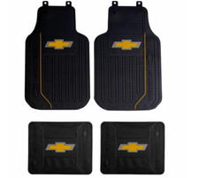 New Chevy Elite Series Logo Car Truck Front Back Rubber Floor Mats Chrome Emblem