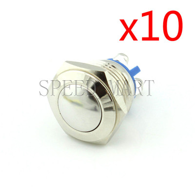 10X 16mm Anti-Vandal Momentary Stainless Steel Metal Push Button Switch Dome Top