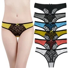 3 6 12 Pcs Lot Womens Cotton Thongs Sexy Lace G-string  Panties Underwear,XS S M