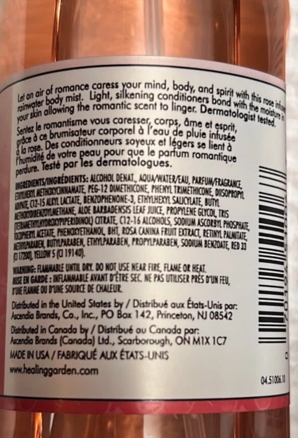 The Healing Garden PASSIONATE ROSE para ROMANCE Juego de lavado y niebla corporal Foto 4 de 4