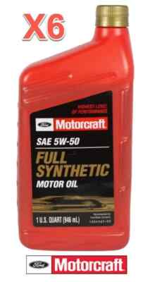 6 Quarts Motor Oil OEM for FORD MOTORCRAFT Fully Synthetic SAE 5W50