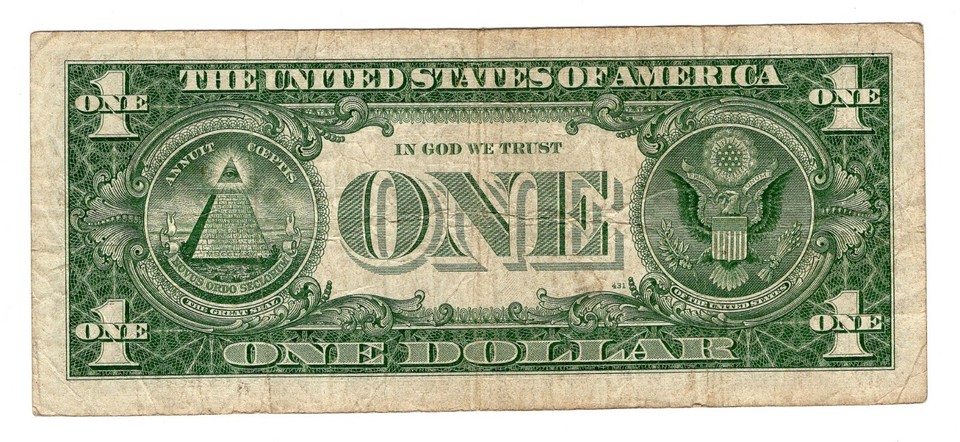 1957-B US One Dollar Bill Blue Seal Note Silver Certificate | eBay