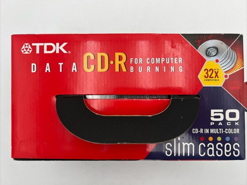 TDK CD-R 80 Min 700 MB 32X, 50 Pack Multi-Color Slim Case - BRAND NEW & SEALED - Picture 2 of 5