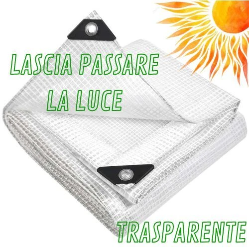 Telo occhiellato impermeabile telone trasparente pesante retinato in PE teli pvc - Immagine 3 di 4