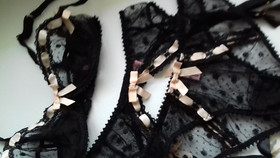 AGENT PROVOCATEUR RARE VINTAGE ANGHARAD BRA 32C & SMALL SUSPENDER & BRIEF UK 8