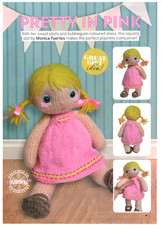 Pretty in pink Rose Baby ragdoll & clothes ducks in a row knitting pat repro