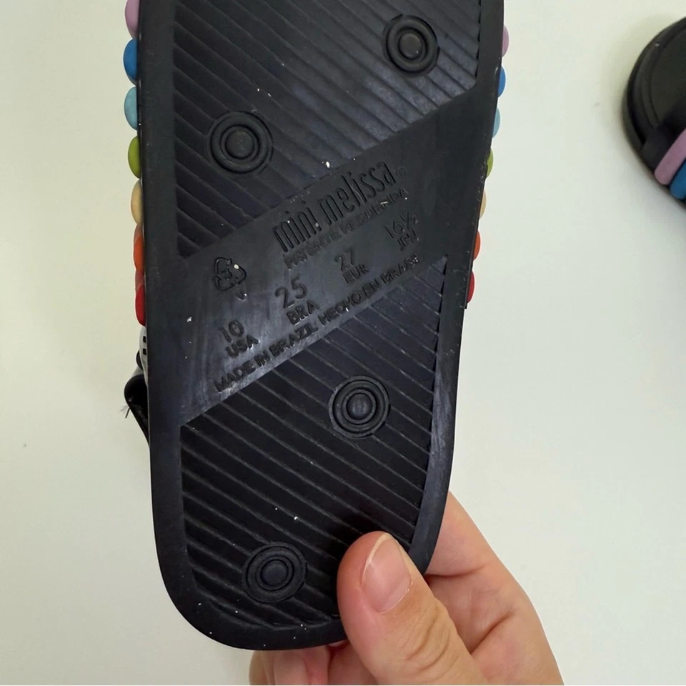 迷你 Melissa 学步儿童女孩 10 码海滩拖鞋凉鞋彩虹黑色 — 第 4/4 张图片