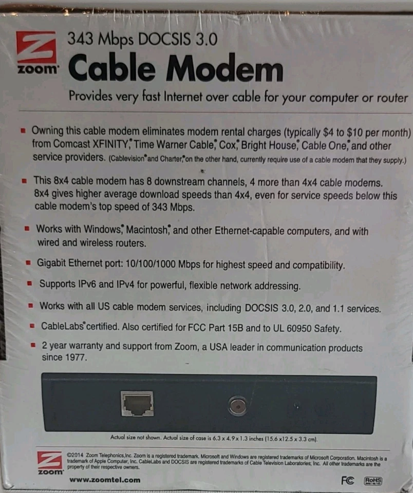 Zoom 343 Mbps DOCSIS 3.0 Cable Modem Model 5341 - Image 3 of 4
