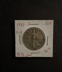 1943-P Walking Liberty Half Dollar, 90% Silver, Philadelphia Mint