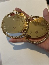 Very large gold plated high quality Hello kitty hoop earrings