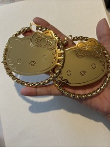 Authentic Very large gold plated high quality Hello kitty hoop earrings