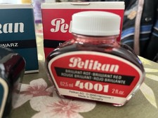 Vtg Pelikan 4001 Brilliant Red, Fountain Pen Ink 2.0 Fl Oz. Made In Germany