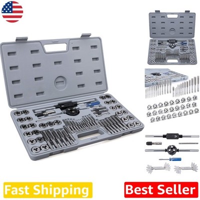 Pro 60pc Tap & Die Set Metric SAE Inch Durable GCr15 Steel 60HRC Thread Repair