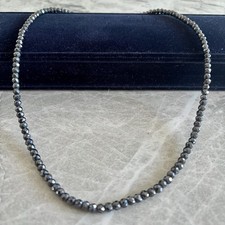 Certified Black Diamond 4mm Faceted Bead Necklace 50cm - 19.5 Inches