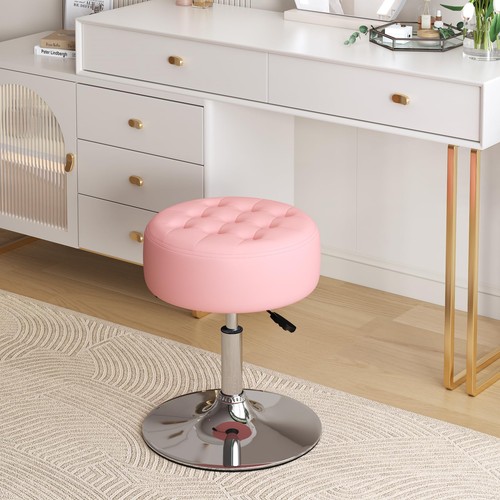 Furniliving Mid-Century Velvet Tufted Makeup Ottoman Stool, 360°Swivel Adjust... - Picture 4 of 8