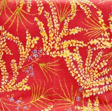 The Painted Garden Fabric,Cotton,Orange,Yellow Long Fern Flowers, PWDF136,44x36"