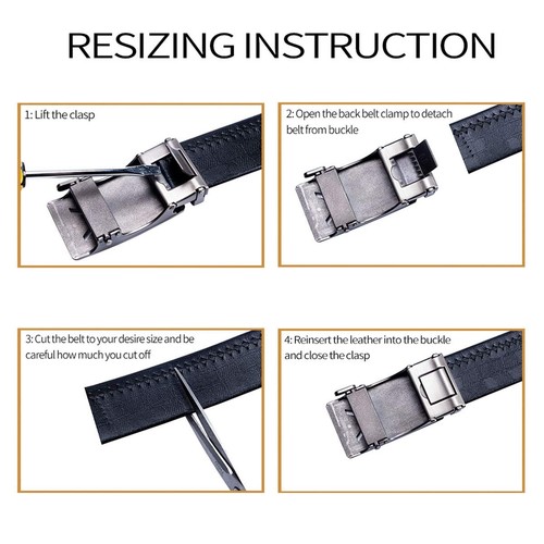 Ratchet Belts Set for Men 3 Buckles Genuine Leather Slide Strap Replacement 3... - Picture 7 of 7