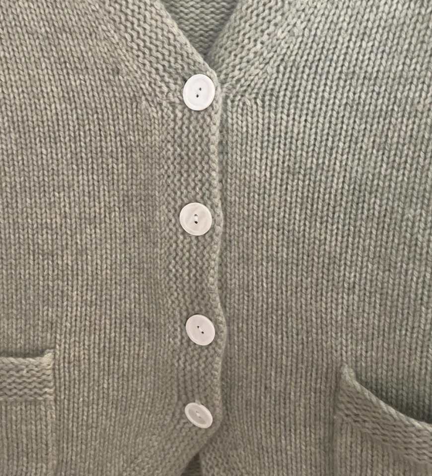 Cárdigan Chaqueta Suéter Elena Solano Para Mujer Cachemira Verde Menta Botón Usado en Excelente Condición m1 Foto 4 de 4