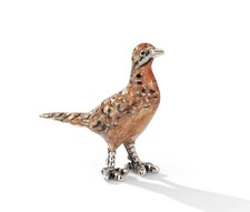 Saturno Silver and Enamel Hen Pheasant- Fully Hallmarked Sterling Silver