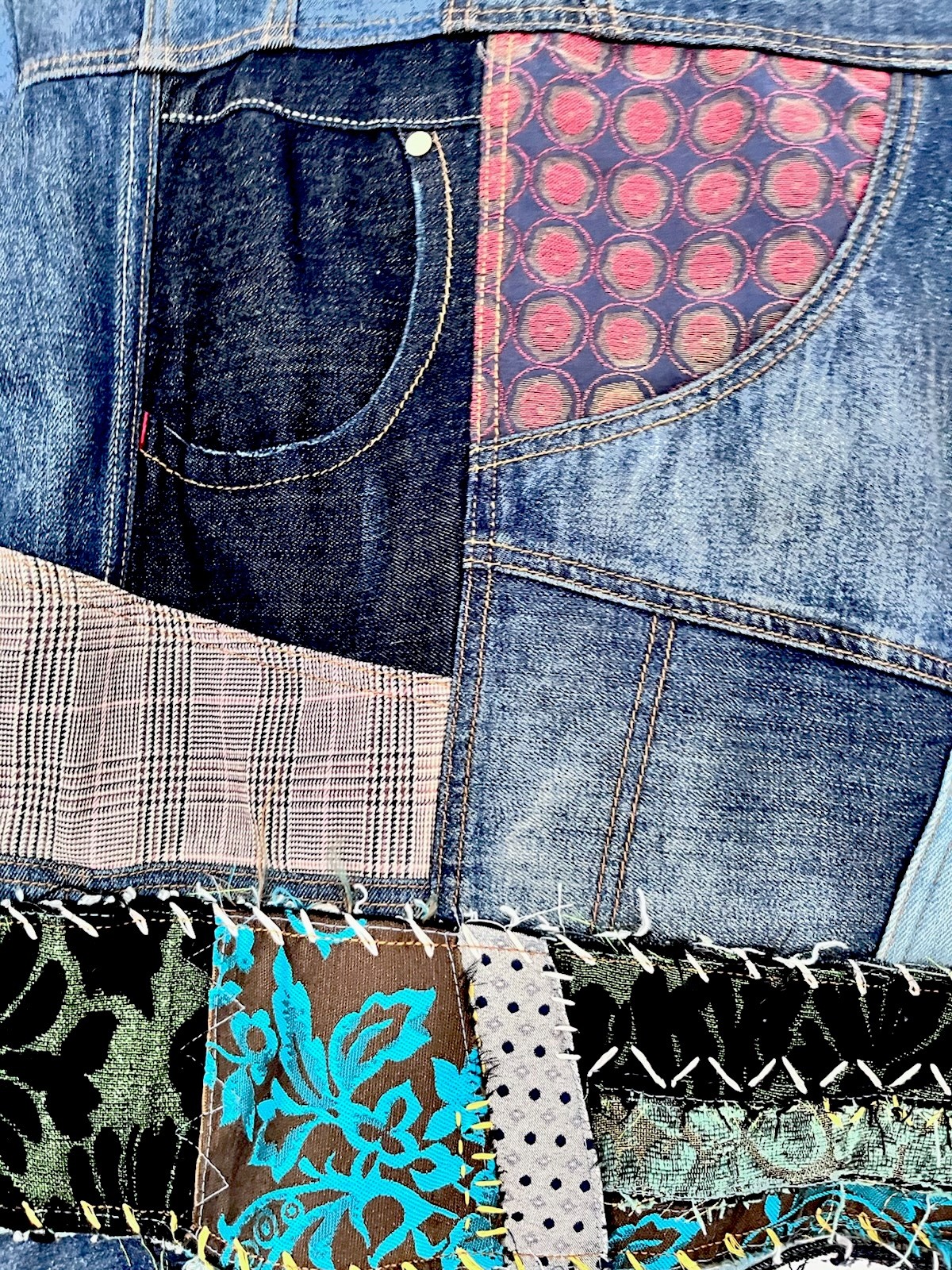 Desigual Size 44 Patchwork Denim Jacket With Lini… - image 5