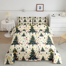 Christmas Tree Comforter Set Queen Size,Polka Dot Stars Pine Tree Bedding Set...