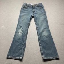 Wrangler Boot Cut Boys Size 12 Slim Denim Blue Jeans Distressed Play School