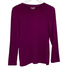 Chicos Touch Of Cool Long Sleeve Layering Tee M NEW Sweet Berry Red