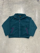 Eddie Bauer Mens Heavy Fleece Polartec USA Made Full Zip Size XL Teal/Purple