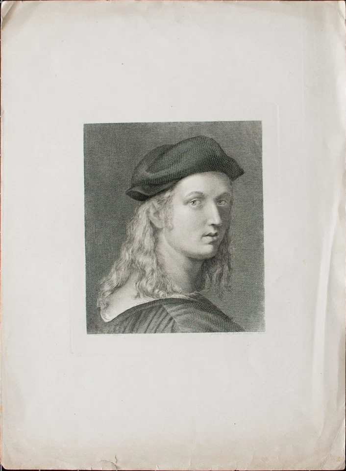 Carl Loedel Bildnis Bindo Altoviti von Raffael Kupferstich 1846 nach Morghen - Bild 4 von 4