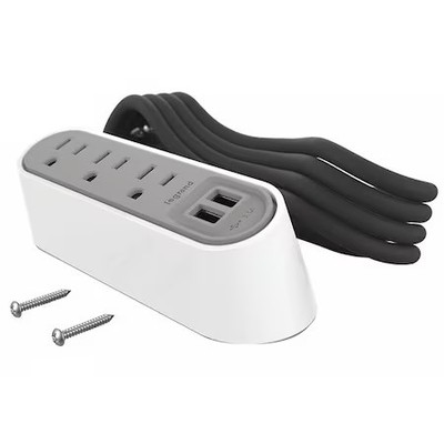 Legrand Wspc320wh Outlet Strip, Usb, 3 Nema 5-15P, 5-15P, 6 Ft., Gray/White