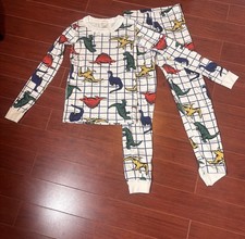 Hanna Andersson Size 8 Humongous Dinos Long Johns Pajamas 130 cm 100 Organic