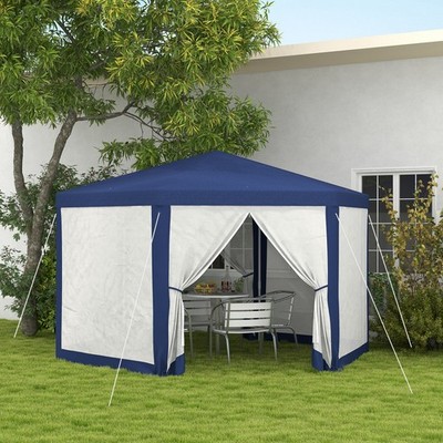 Outsunny Patio Gazebo Netting Canopy Garden Party Tent Steel Outdoor