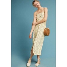 Anthropologie Faithfull the Brand Arrieta Daisy Midi Slit Dress Tie Strap Size 4