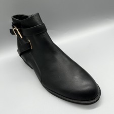 Miso Bucks Ankle Boots Black Flat Soles Buckles Biker Zips Womens Uk 8 EU 41