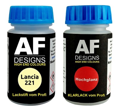 Lackstift für  Lancia 221 Giallo Primula Klarlack je 50ml Autolack Basislack SET