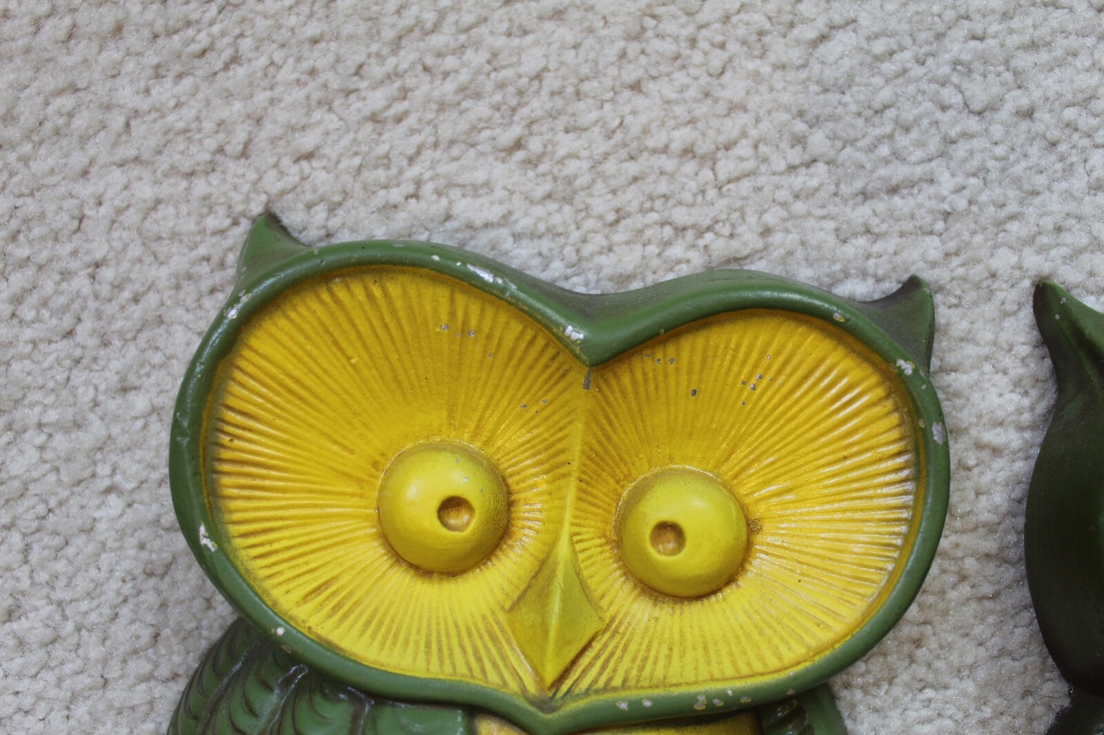 MCM Vintage 1970 Owls Sexton Metal Wall Art Decor Cast Aluminum Yellow
